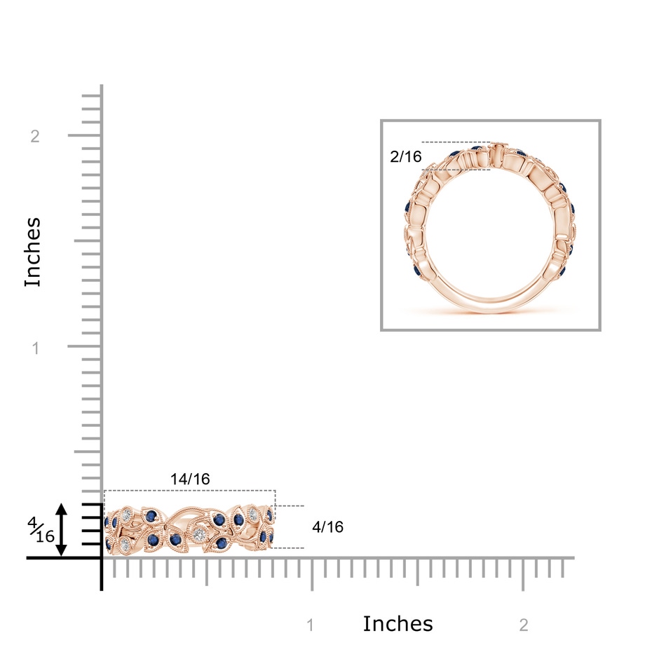 1.8mm AA Nature Inspired Round Blue Sapphire & Diamond Vine Band in Rose Gold product image