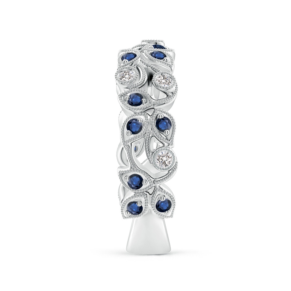 1.8mm AA Nature Inspired Round Blue Sapphire & Diamond Vine Band in White Gold product image