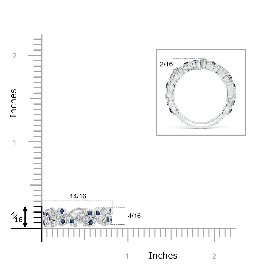 1.8mm AA Nature Inspired Round Blue Sapphire & Diamond Vine Band in White Gold product image