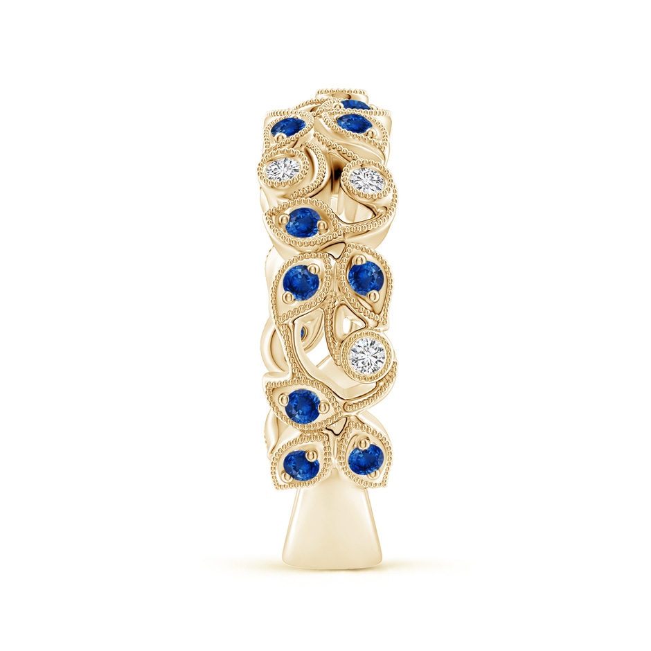 1.8mm AAA Nature Inspired Round Blue Sapphire & Diamond Vine Band in Yellow Gold product image