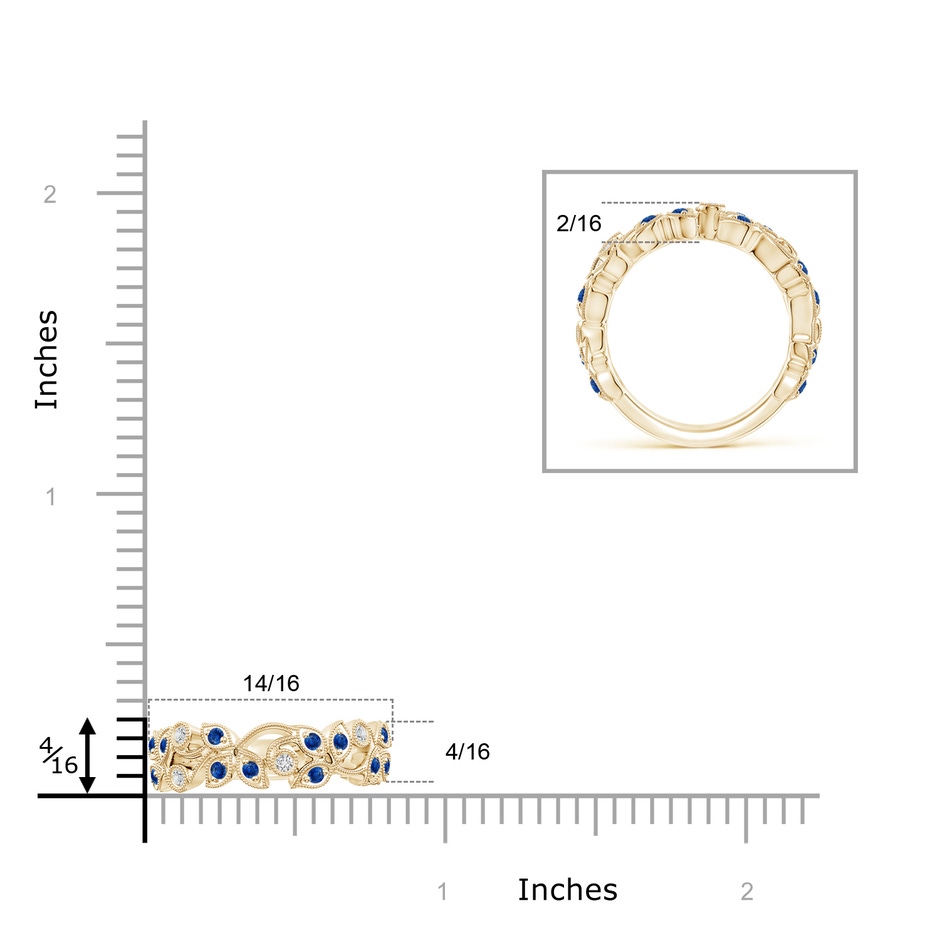 1.8mm AAA Nature Inspired Round Blue Sapphire & Diamond Vine Band in Yellow Gold product image