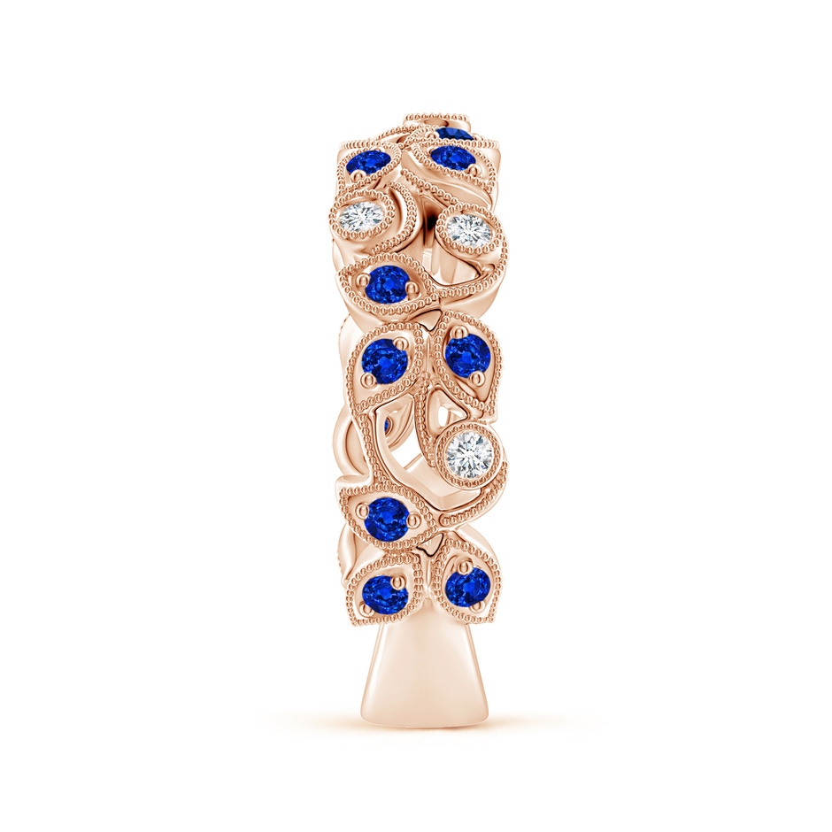 1.8mm AAAA Nature Inspired Round Blue Sapphire & Diamond Vine Band in Rose Gold product image