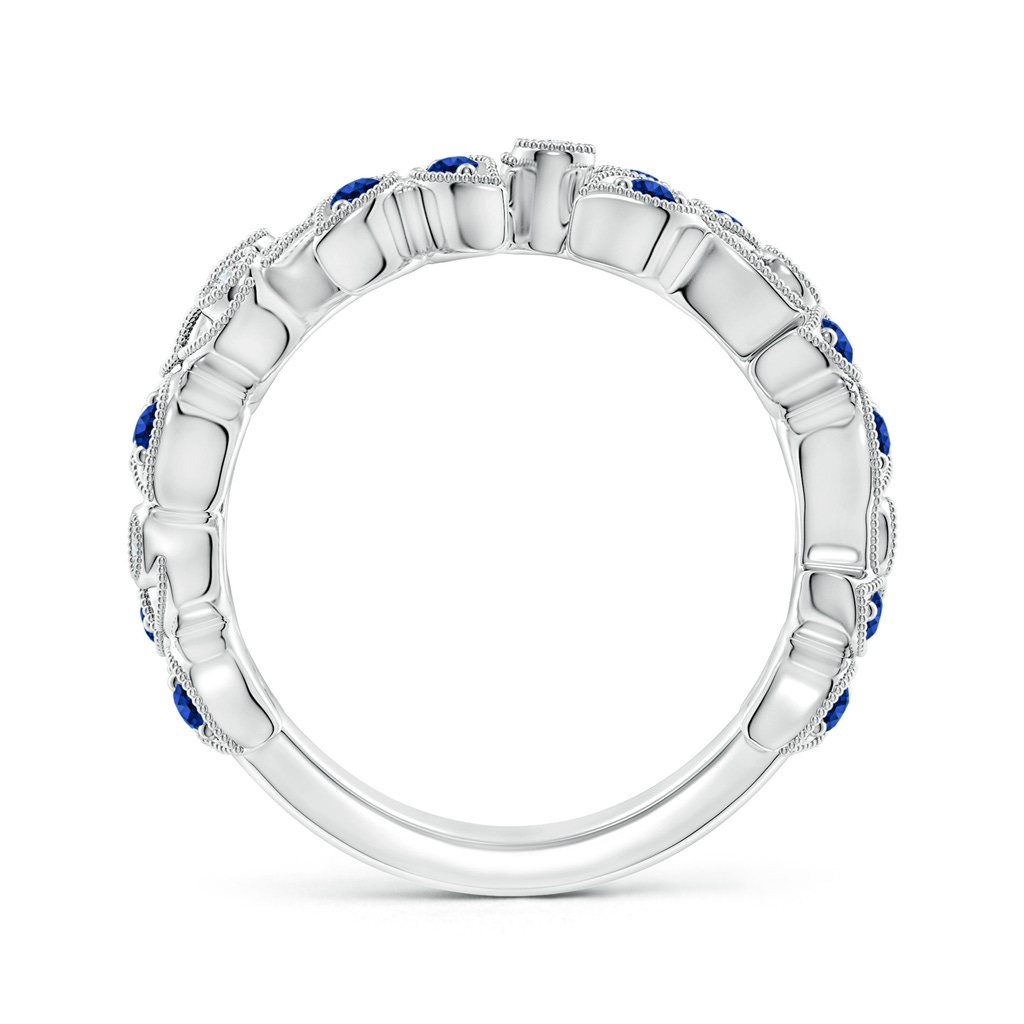 1.8mm AAAA Nature Inspired Round Blue Sapphire & Diamond Vine Band in White Gold Product Image