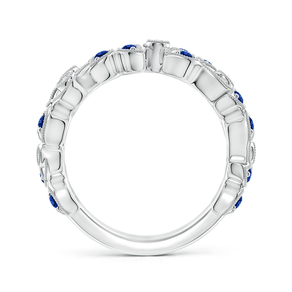 1.8mm AAAA Nature Inspired Round Blue Sapphire & Diamond Vine Band in White Gold product image