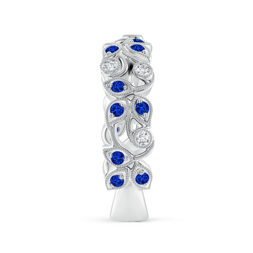 1.8mm AAAA Nature Inspired Round Blue Sapphire & Diamond Vine Band in White Gold Product Image