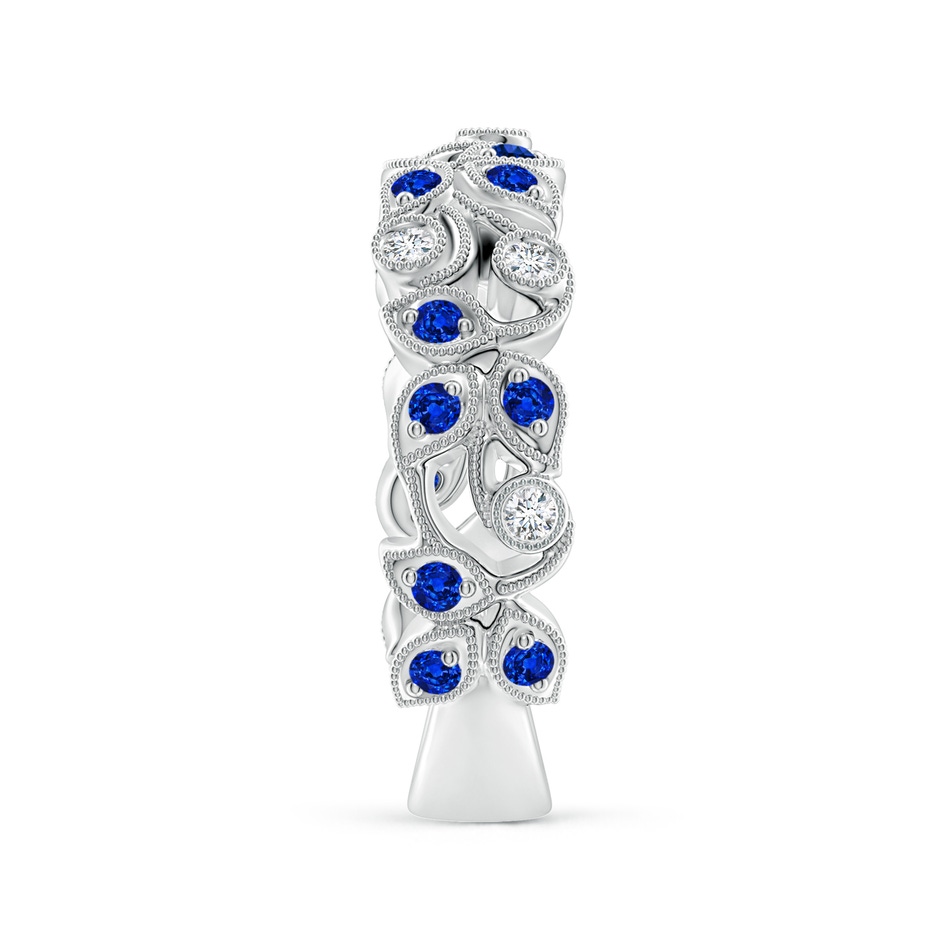 1.8mm AAAA Nature Inspired Round Blue Sapphire & Diamond Vine Band in White Gold product image