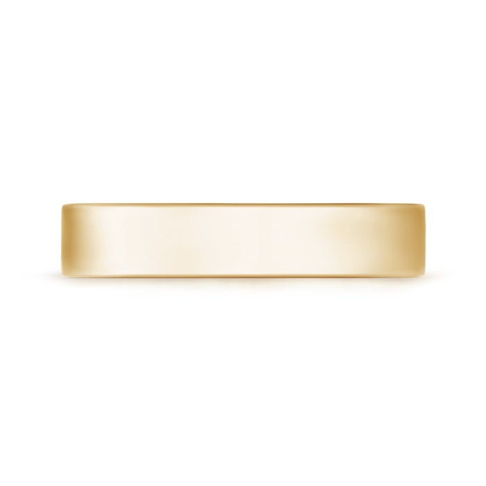 4 100 Flat Surface Men's Comfort Fit Wedding Band in Yellow Gold - side 1