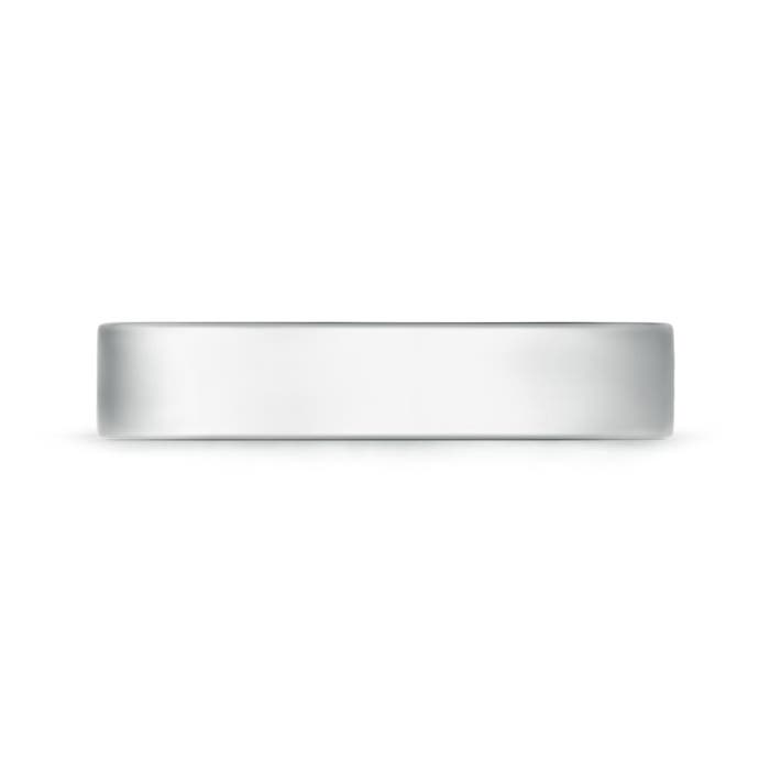 4 110 Flat Surface Men's Comfort Fit Wedding Band in White Gold - side 1