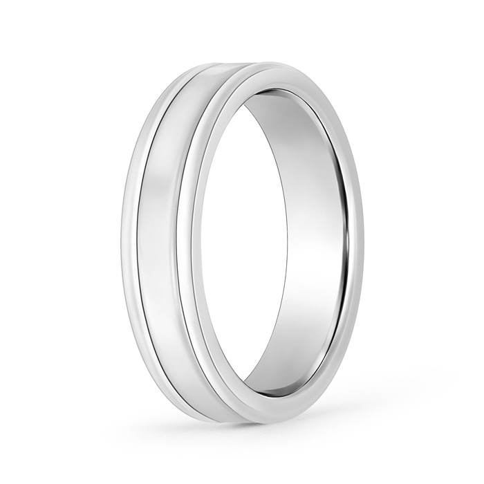 7 100 Classic Flat Comfort Fit Wedding Band with Parallel Grooved in White Gold