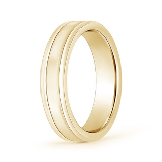 7 100 Classic Flat Comfort Fit Wedding Band with Parallel Grooved in Yellow Gold