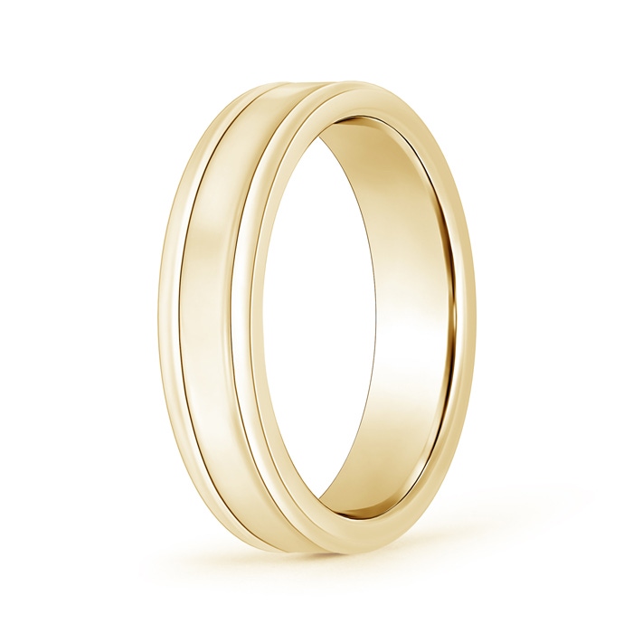 7 40 Classic Flat Comfort Fit Wedding Band with Parallel Grooved in Yellow Gold