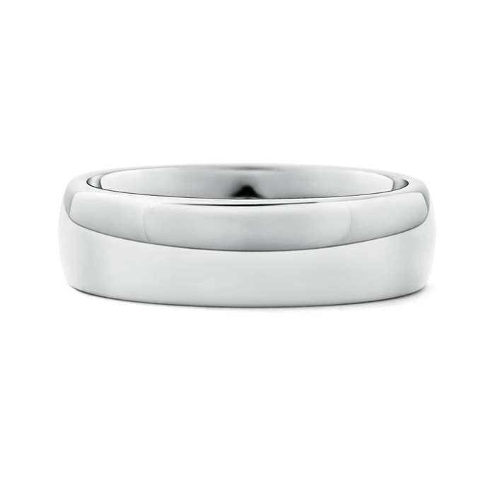 7 100 High Polished Comfort Fit Domed Wedding Band for Men in P950 Platinum side-2