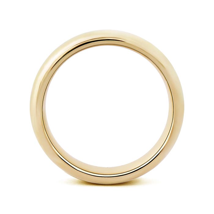 7 105 High Polished Comfort Fit Domed Wedding Band for Men in Yellow Gold - side 1