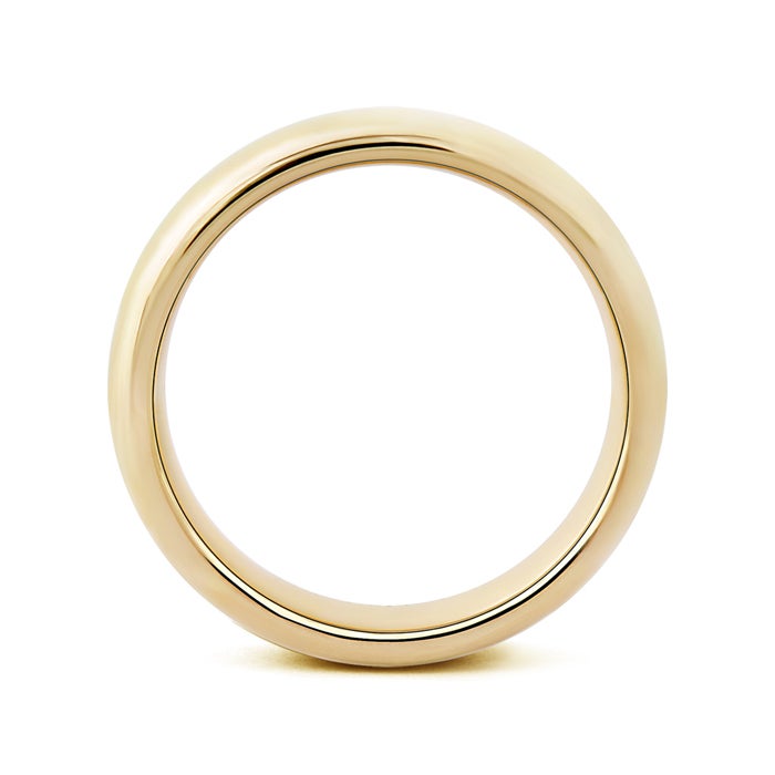 7 105 High Polished Comfort Fit Domed Wedding Band for Men in Yellow Gold - side 1