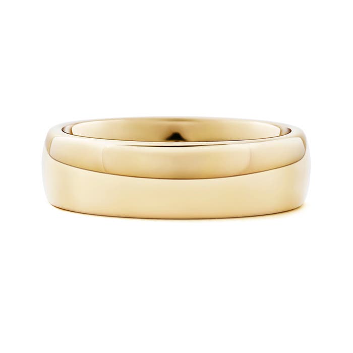 7 105 High Polished Comfort Fit Domed Wedding Band for Men in Yellow Gold - side 2