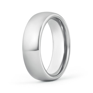 7 110 High Polished Comfort Fit Domed Wedding Band for Men in White Gold