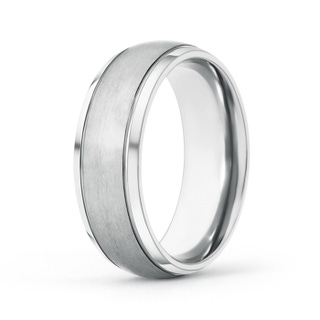 6 100 Beveled Edges Low Dome Men's Matte Finish Wedding Band in 10K White Gold