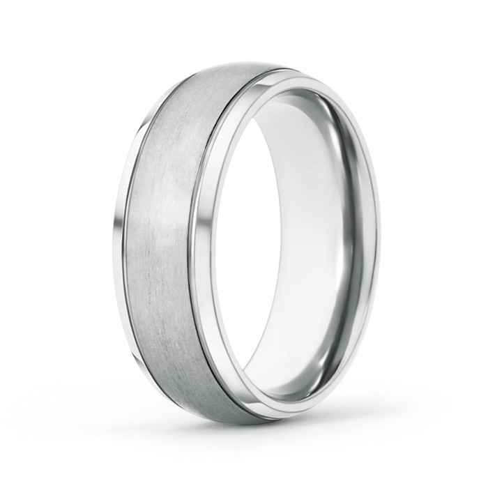 6 105 Beveled Edges Low Dome Men's Matte Finish Wedding Band in White Gold 