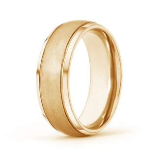 6 120 Beveled Edges Low Dome Men's Matte Finish Wedding Band in Yellow Gold