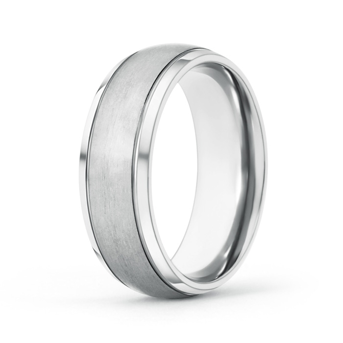 6 65 Beveled Edges Low Dome Men's Matte Finish Wedding Band in P950 Platinum 
