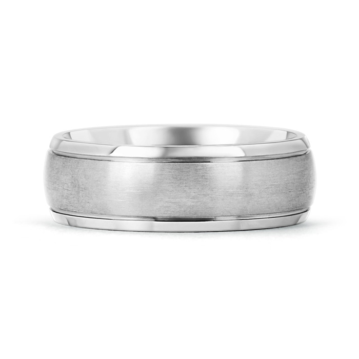 6 65 Beveled Edges Low Dome Men's Matte Finish Wedding Band in P950 Platinum product image