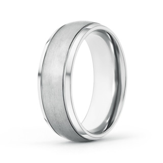 6 80 Beveled Edges Low Dome Men's Matte Finish Wedding Band in White Gold
