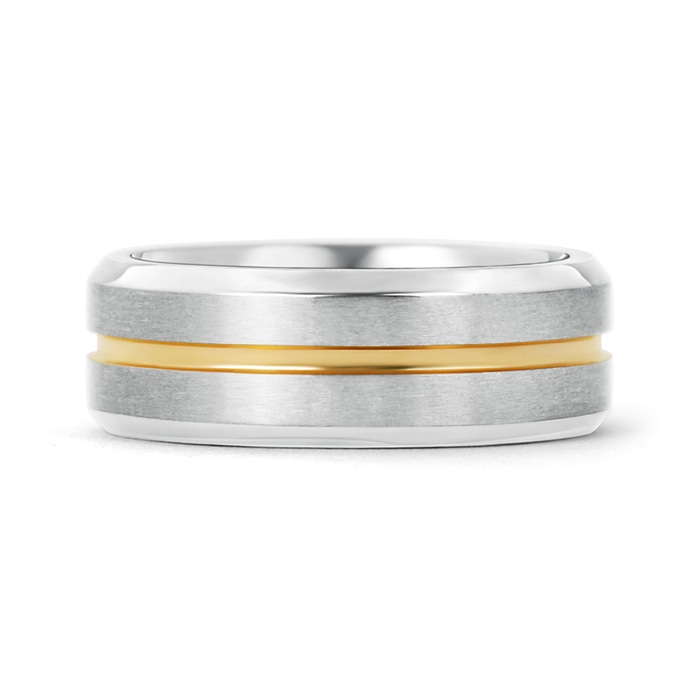 7 100 Centre Grooved Matte Finish Wedding Band for Him in White Gold Yellow Gold product image