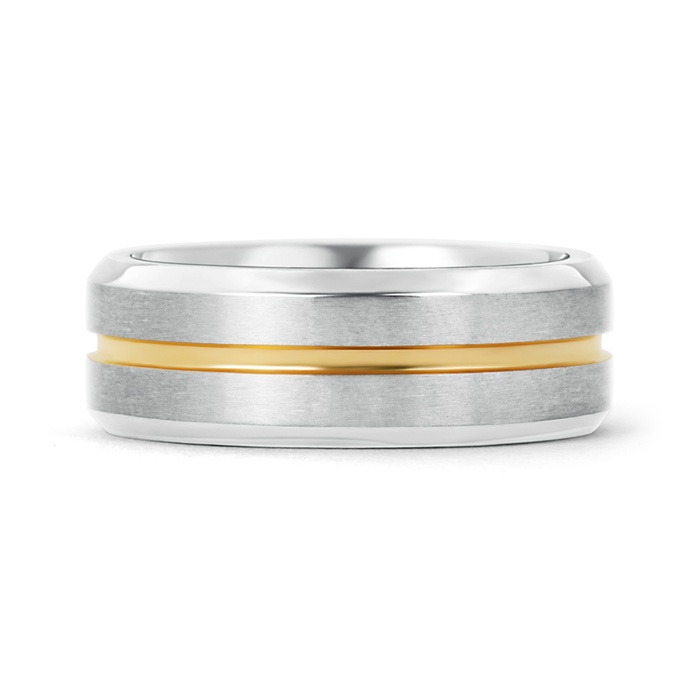 7 105 Centre Grooved Matte Finish Wedding Band for Him in White Gold Yellow Gold Product Image