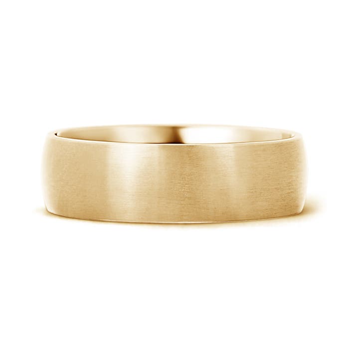 6 100 Classic Matte Finish Low Dome Wedding Band For Men in Yellow Gold - side 2