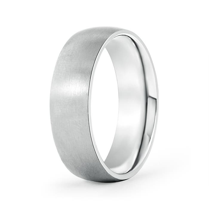 6 135 Classic Matte Finish Low Dome Wedding Band For Men in White Gold
