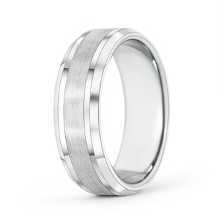 7 100 Brushed Finish Men's Plain Wedding Band with Beveled Edges in 10K White Gold