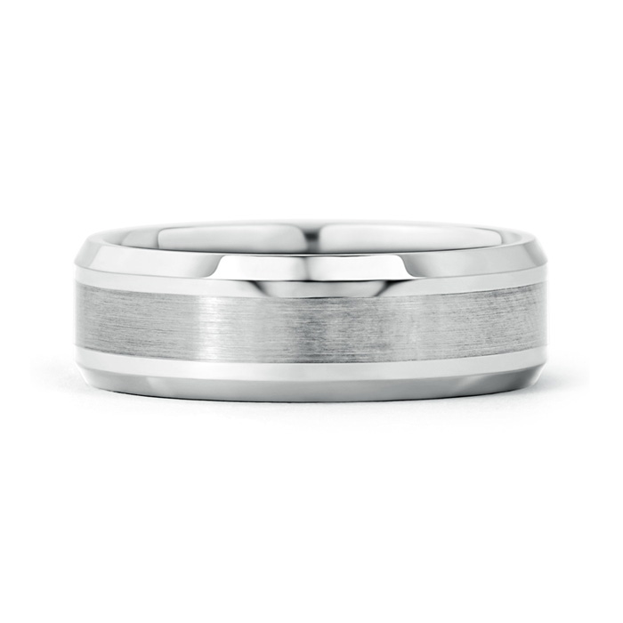 7 100 Brushed Finish Men's Plain Wedding Band with Beveled Edges in P950 Platinum product image