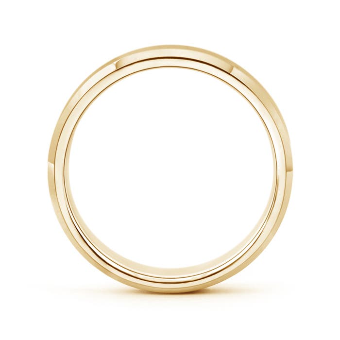 7 100 Brushed Finish Men's Plain Wedding Band with Beveled Edges in Yellow Gold - side 1