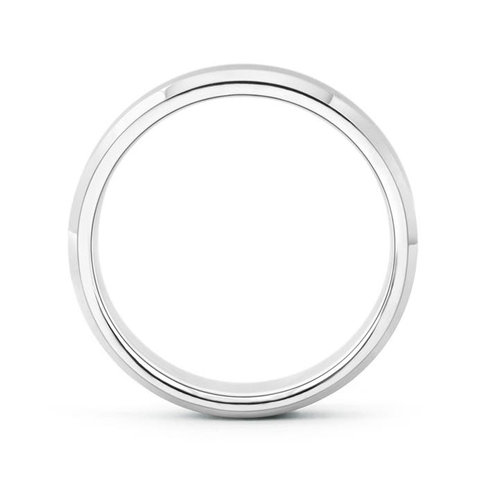 7 125 Brushed Finish Men's Plain Wedding Band with Beveled Edges in White Gold