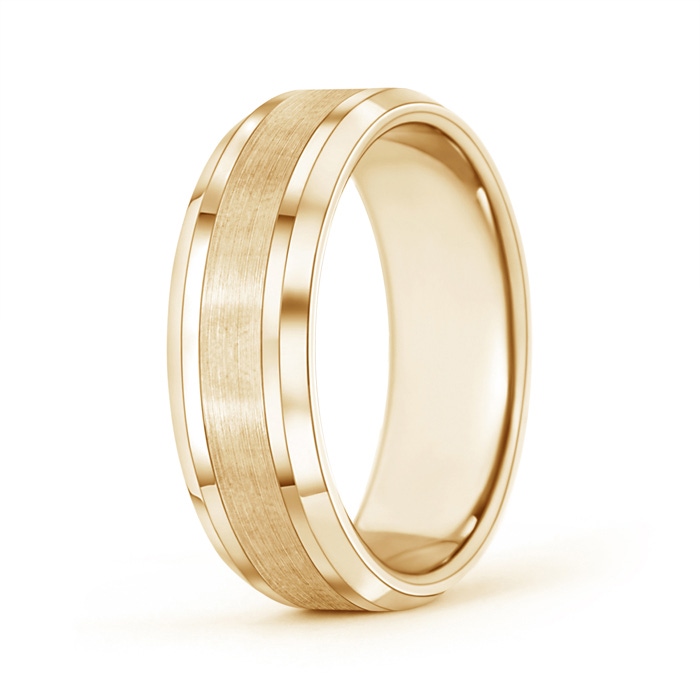 7 45 Brushed Finish Men's Plain Wedding Band with Beveled Edges in 10K Yellow Gold 
