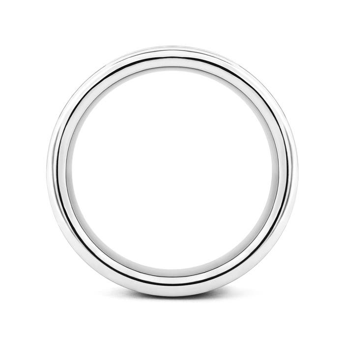 7 130 Brushed Finish Single Ridged Wedding Band for Him in White Gold