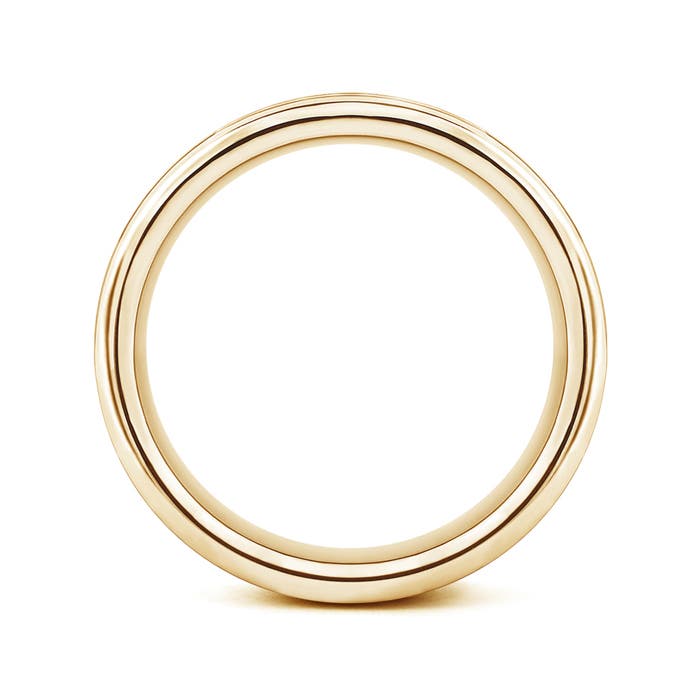 7 95 Brushed Finish Single Ridged Wedding Band for Him in Yellow Gold - side 1