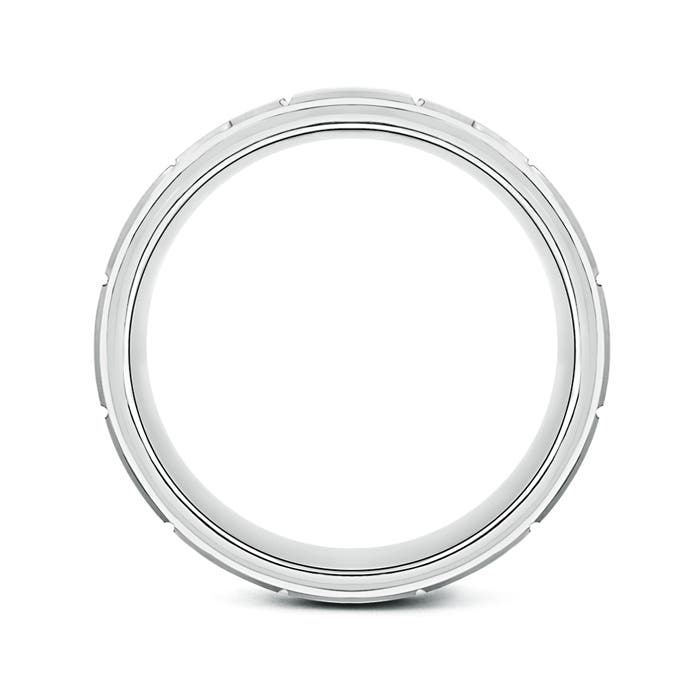 7 100 Column Grooves Brick Brushed Finish Wedding Band for Men in P950 Platinum