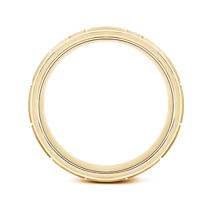 7 115 Column Grooves Brick Brushed Finish Wedding Band for Men in Yellow Gold product image