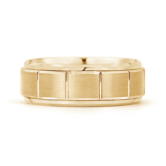 7 120 Column Grooves Brick Brushed Finish Wedding Band for Men in Yellow Gold product image