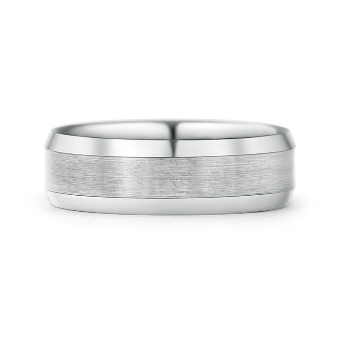 7 100 Satin Finish Comfort Fit Wedding Band with Beveled Edges in White Gold product image