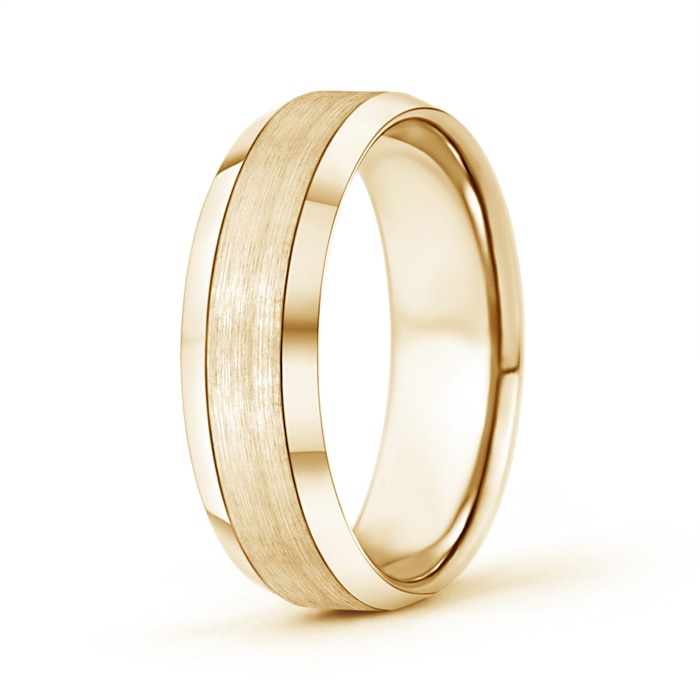 7 100 Satin Finish Comfort Fit Wedding Band with Beveled Edges in Yellow Gold