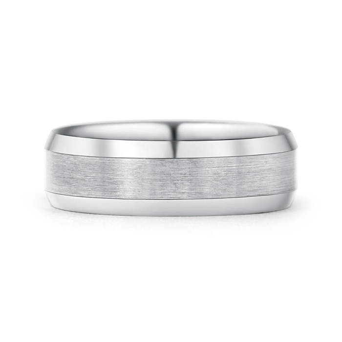 7 50 Satin Finish Comfort Fit Wedding Band with Beveled Edges in White Gold Product Image