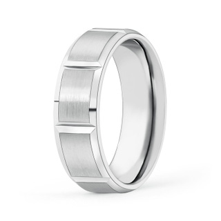 6 100 Satin Finish Grooved Comfort Fit Wedding Band in P950 Platinum