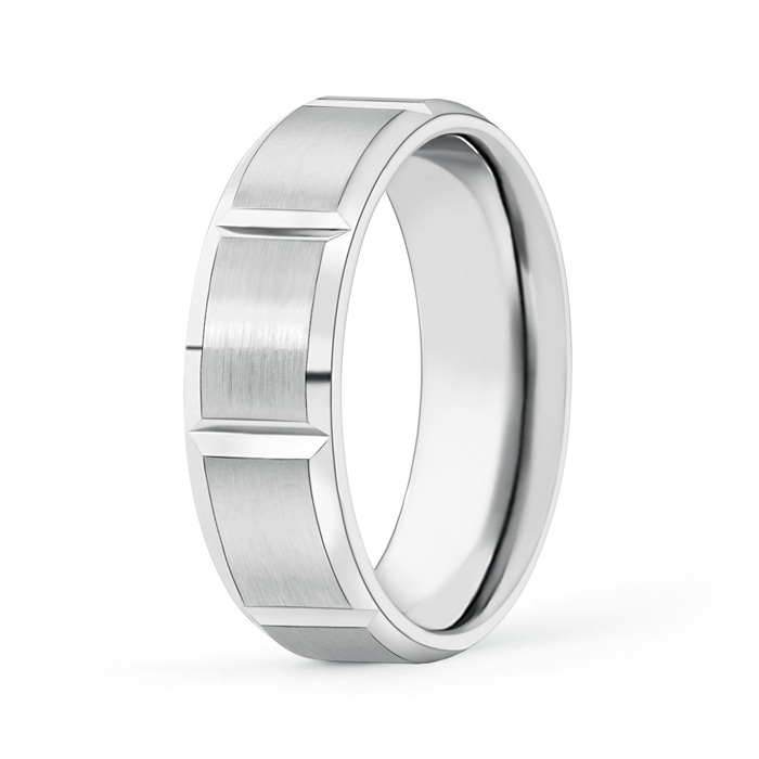 6 100 Satin Finish Grooved Comfort Fit Wedding Band in White Gold