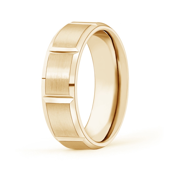 6 100 Satin Finish Grooved Comfort Fit Wedding Band in Yellow Gold 