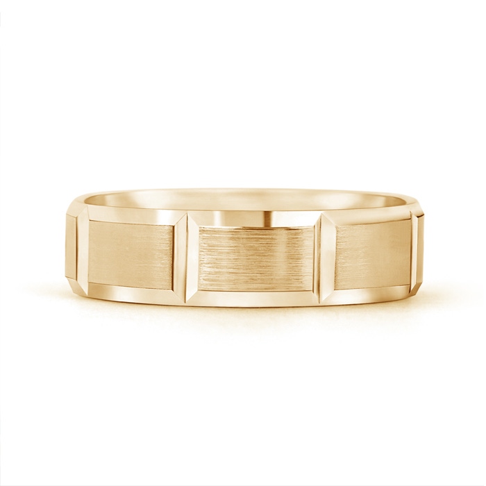 6 100 Satin Finish Grooved Comfort Fit Wedding Band in Yellow Gold Product Image