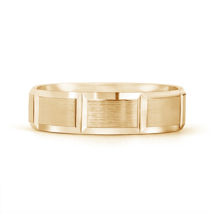 6 100 Satin Finish Grooved Comfort Fit Wedding Band in Yellow Gold product image