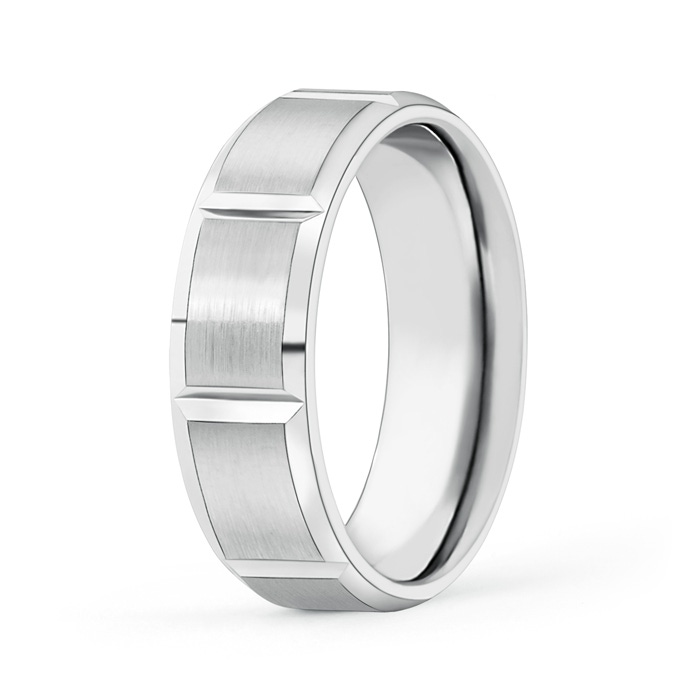 6 105 Satin Finish Grooved Comfort Fit Wedding Band in White Gold