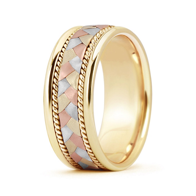 Braid / Weave 18k 2-Tone Rose Gold Wedding Ring Comfort Fit